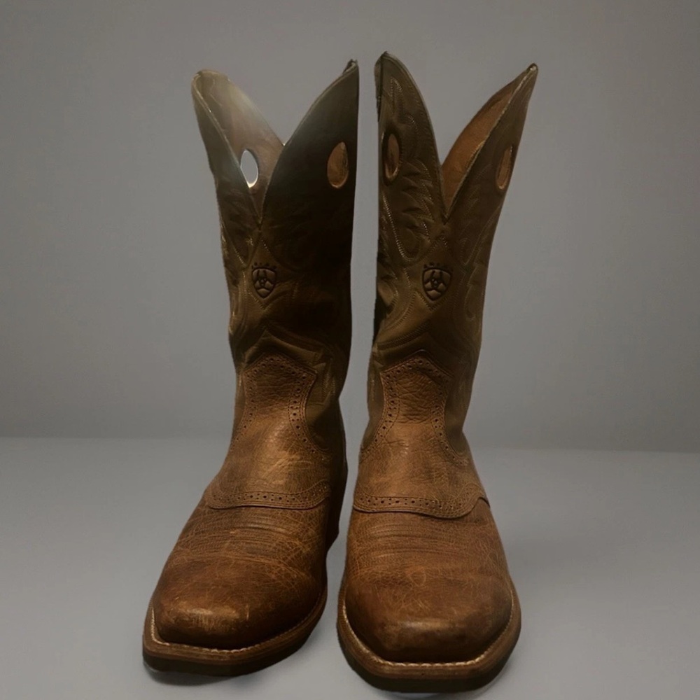 ARIAT MEN'S HERITAGE ROUGHSTOCK EARTH BROWN SQUARE TOE COWBOY BOOTS 12D 10002230 - Picture 4 of 12